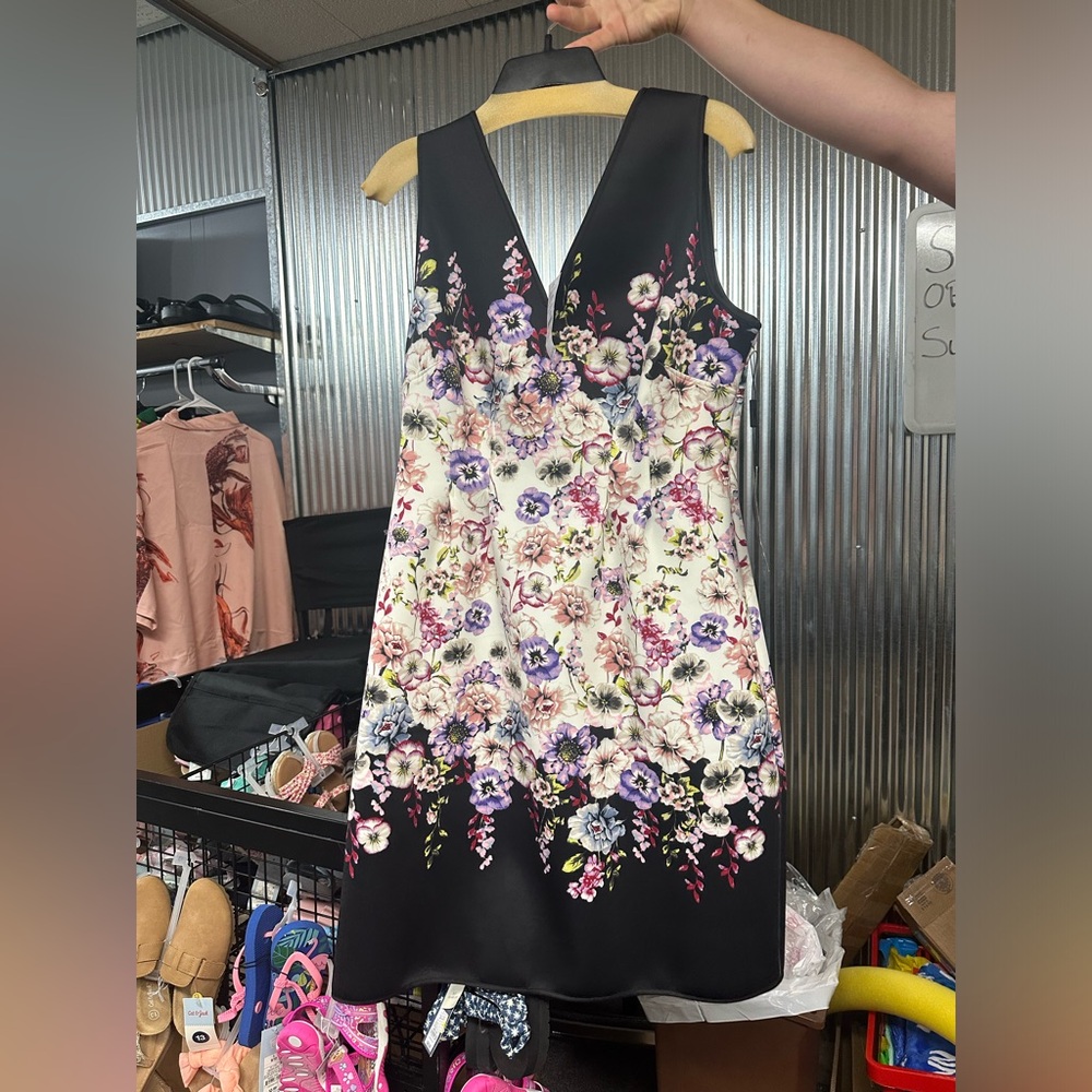 White House Black Market Floral Black Dress